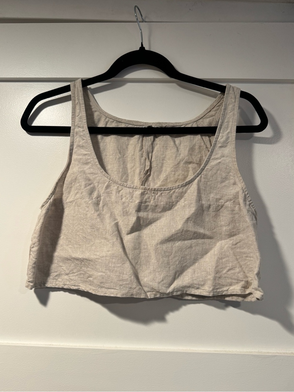 Reformation Neutral Cream Linen Cropped Tank